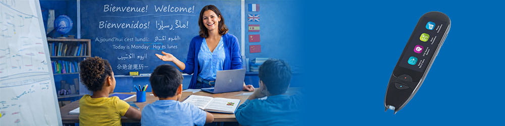 Complete Multilingual Classroom Pack bundle showing Readiris PDF software and 5 IRISPen Air devices