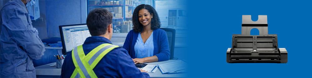 Complete SMB Administrative Workflow Pack bundle showcasing Readiris PDF multi-user software alongside the IRIScan Pro 5 desktop scanner