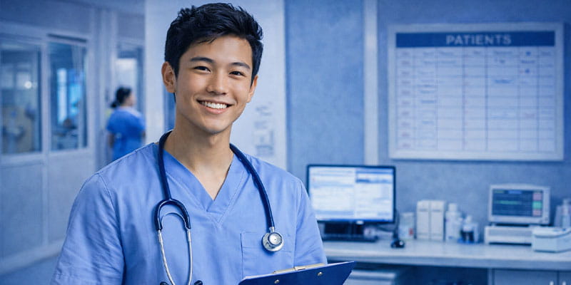 Healthcare professional digitizing patient files securely