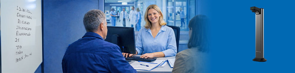 Complete Patient File Digitization Pack showing Readiris PDF software and IRIScan Desk 7 Pro