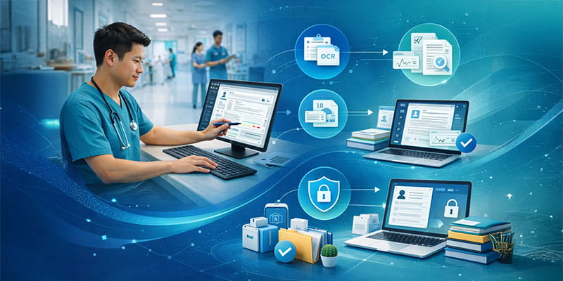 Healthcare document workflow and OCR visualization