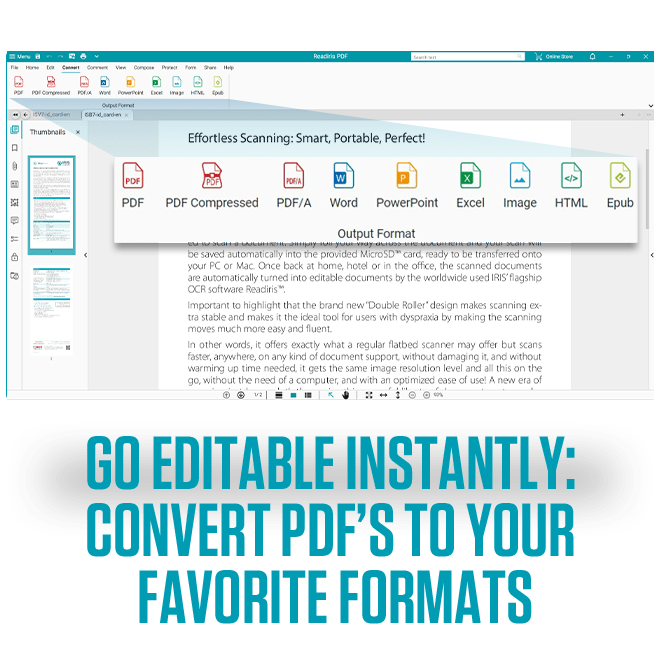 Readiris PDF Elite convert your pdfs