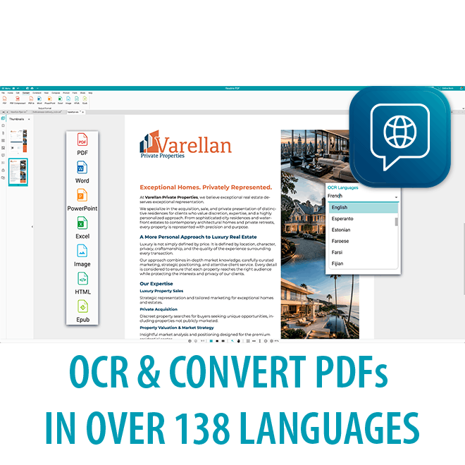 Readiris PDF Essential scan in 137 languages